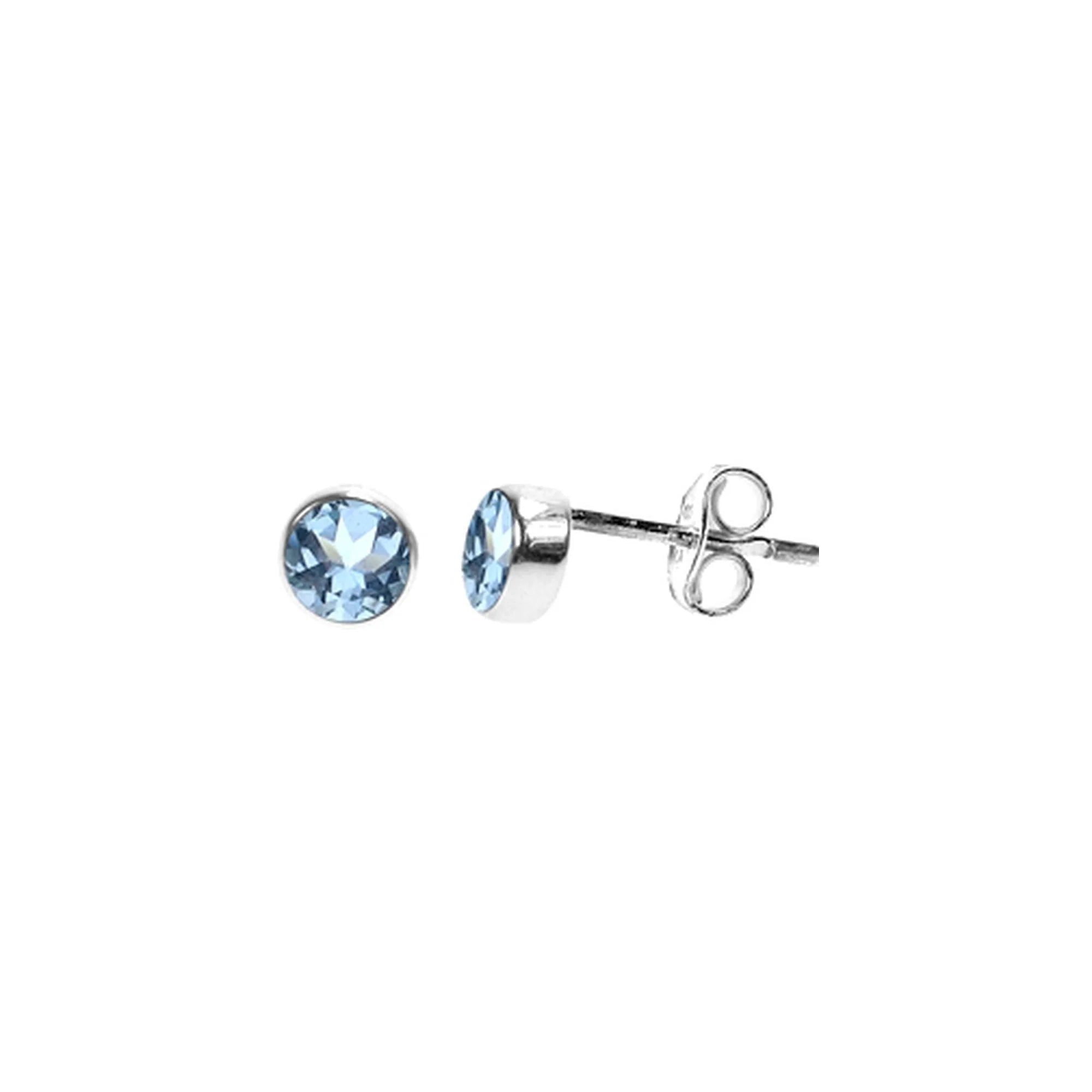 Elegant Statement Earrings-Sterling Silver Blue Topaz Round Stud Earrings