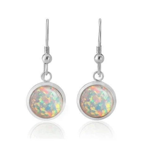 Multicolor Earrings-Lavan Silver and White Opal Earrings