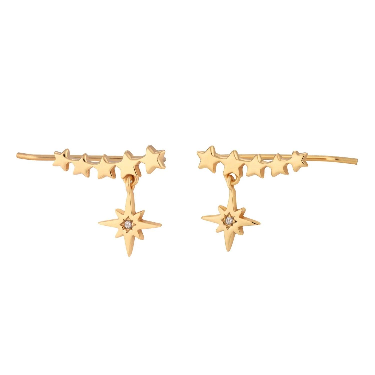 Unique Silver Earrings-Scream Pretty Starburst Ear Climber Earrings