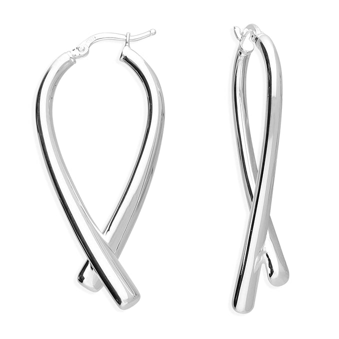 Custom Name Earrings-Sterling Silver Cross Hinged Hoop Earrings