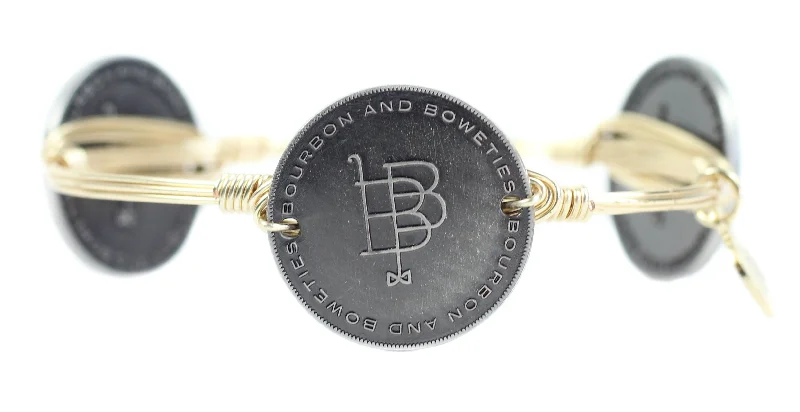 Customizable Birthstone Bangles-Pewter Signature Coin Bangle Bracelet