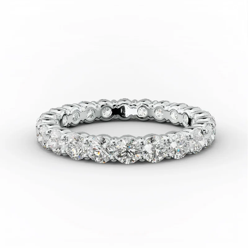 Large Statement Ring-2.0 Carat Round Cut Diamond Classic Eternity Band Shared Prong