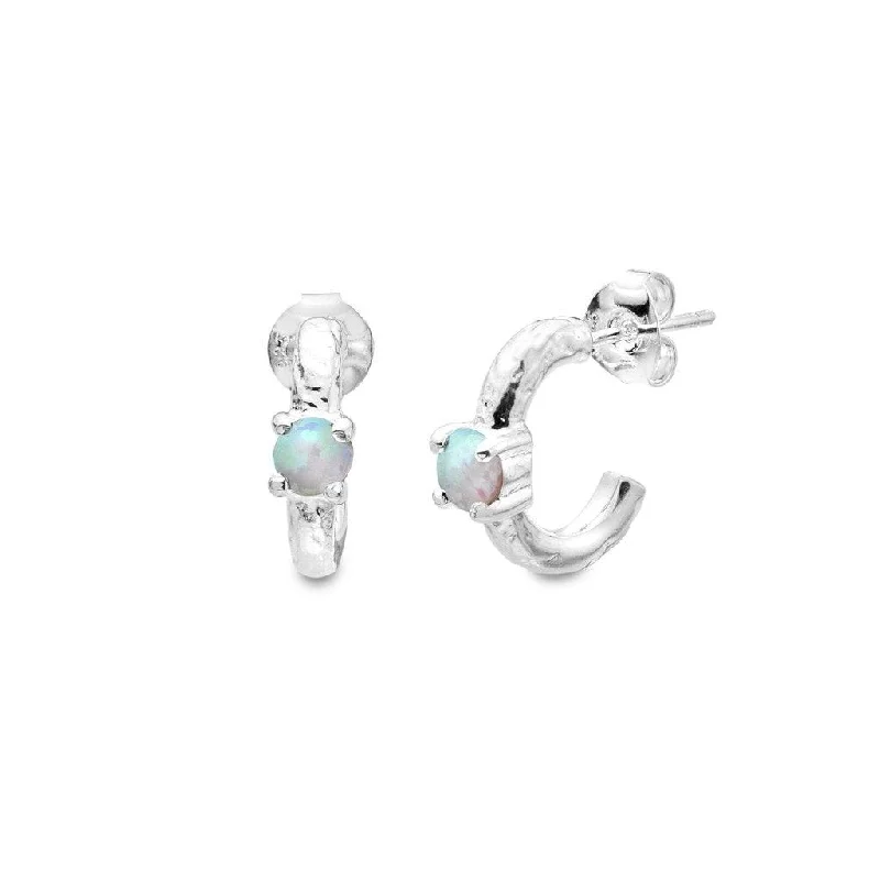 Elegant Cluster Earrings-Sea Gems Opalite Mini Hoop Earrings