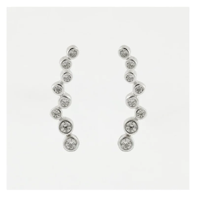 Diamond Heart Earrings-Kingsley Ryan Sterling Silver Cubic Zirconia Ear Climber