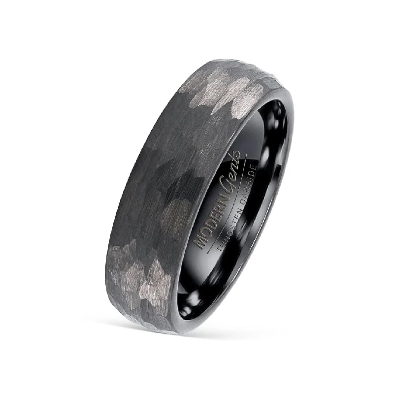 Custom Gold Wedding Ring-The Hammer - Slate