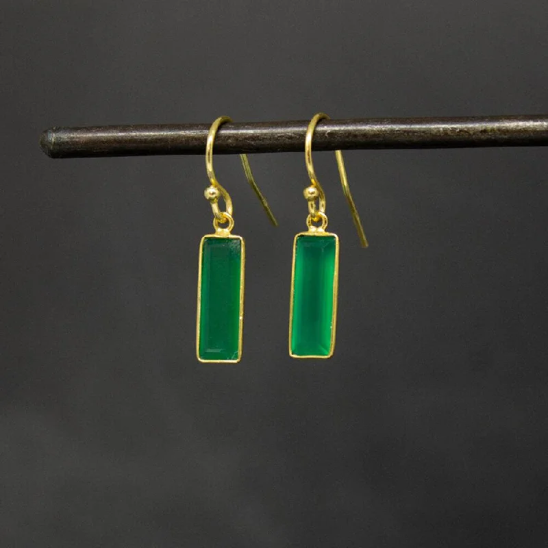 Artistic Crystal Earrings-18ct Gold Vermeil Faceted Green Quartz Drop Earrings