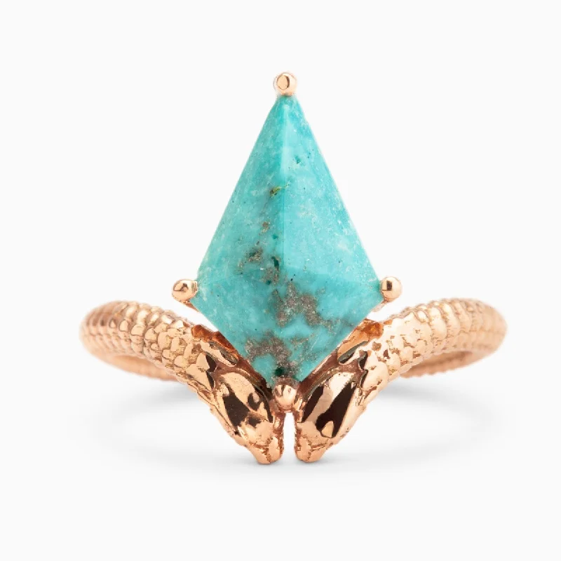 Custom Gemstone Engagement Ring-Turquoise Double Nagini