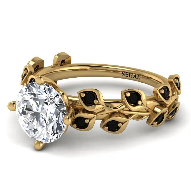 Diamond Ring for Anniversary-Leaves All Around Yellow Gold Diamond Ring - Sydney 2ct No. 31