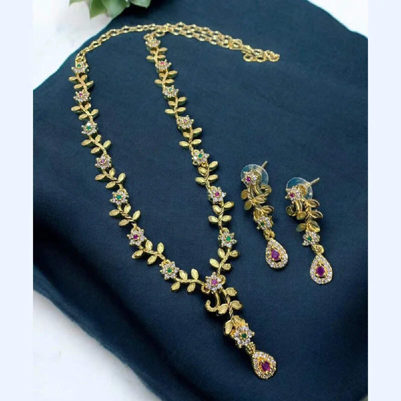 Statement Chunky Necklace-Sona Creation Gold Plated Austrian Stone Necklace Set