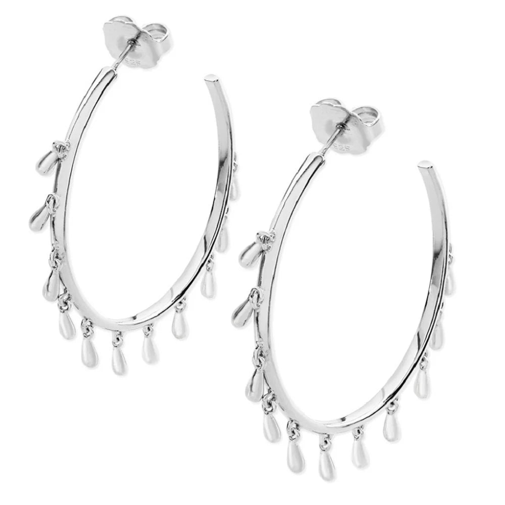 Feather Earrings-Lucy Q Silver Multi Drop Hoop Earrings