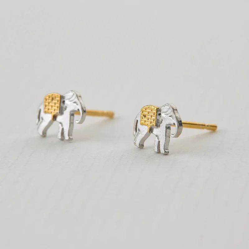 Colorful Gemstone Earrings-Alex Monroe Marching Elephant Stud Earrings