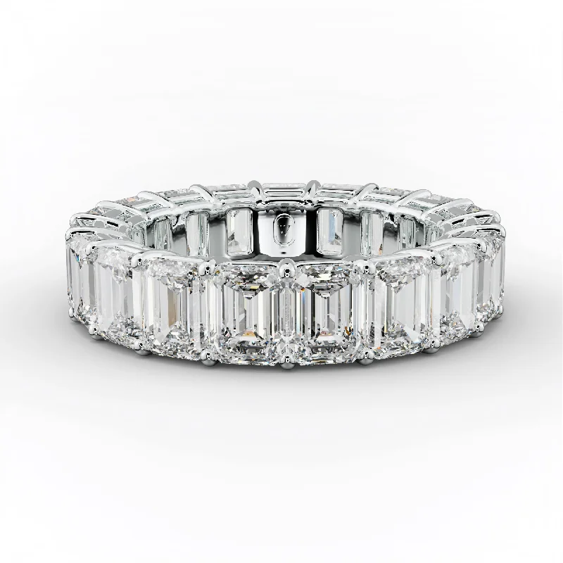 Custom Ring for Anniversary-7.0 Carat Emerald Cut Diamond Eternity Band Shared Prong