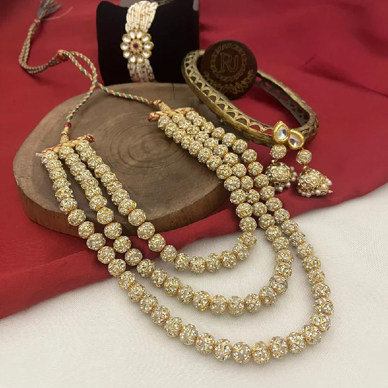 Fashionable Crystal Necklace-FS Collection Gold Plated Austrian Stone Multi Layer Necklace set