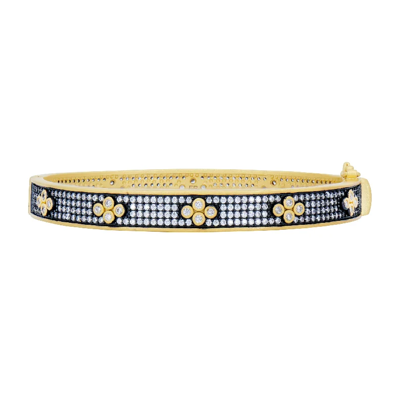 Elegant Stacked Bangles-Signature Brooklyn in Bloom Clover Hinge Pavé Bangle