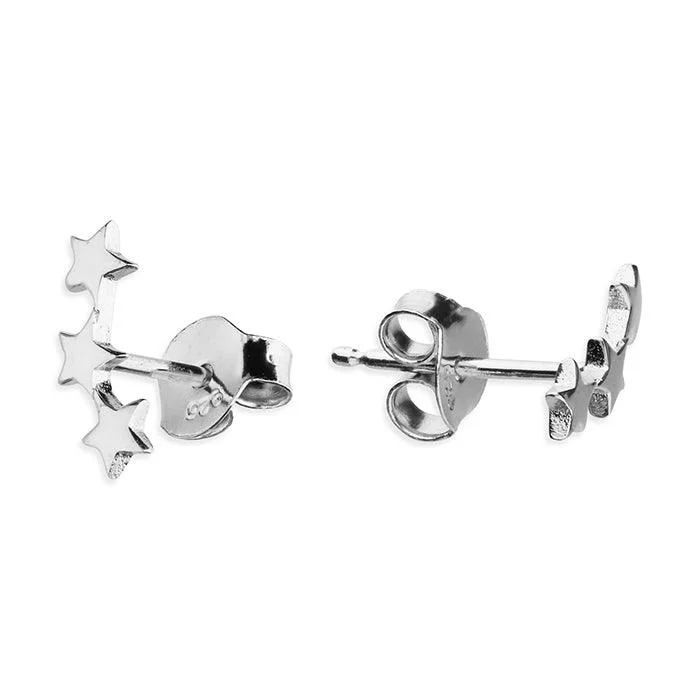 Fashionable Hoop Earrings-Three Stars Stud Earrings