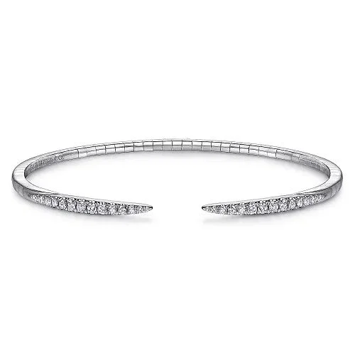 Heavy Silver Bangles-14K White Gold Split Diamond Spike Bangle