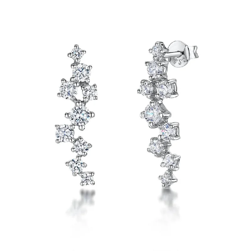 Big Statement Earrings-Cascading Cubic Zirconia Stud Earrings