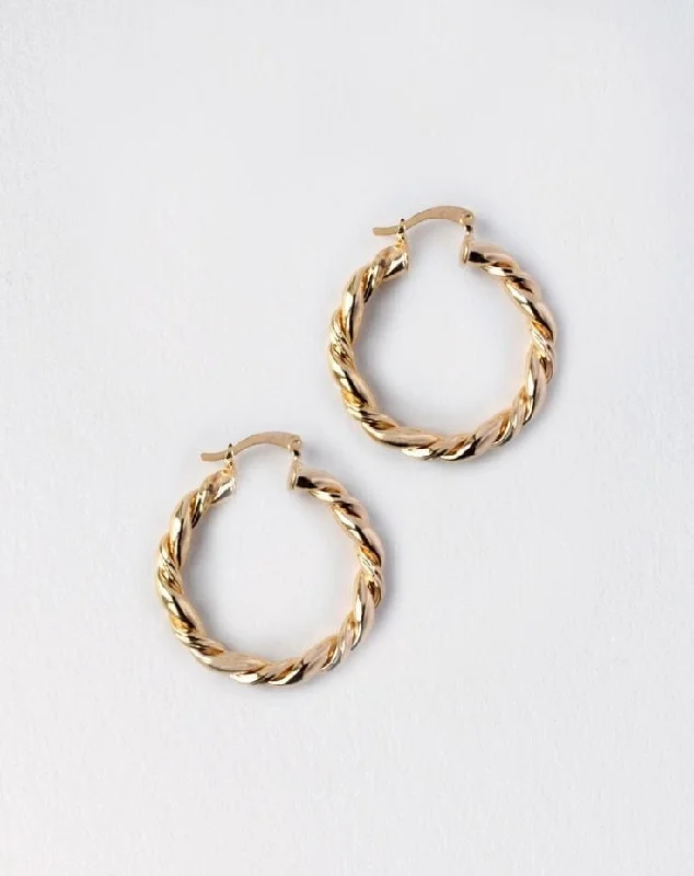 Artistic Pearl Earrings-Twisted Small Gold Hoop Earrings