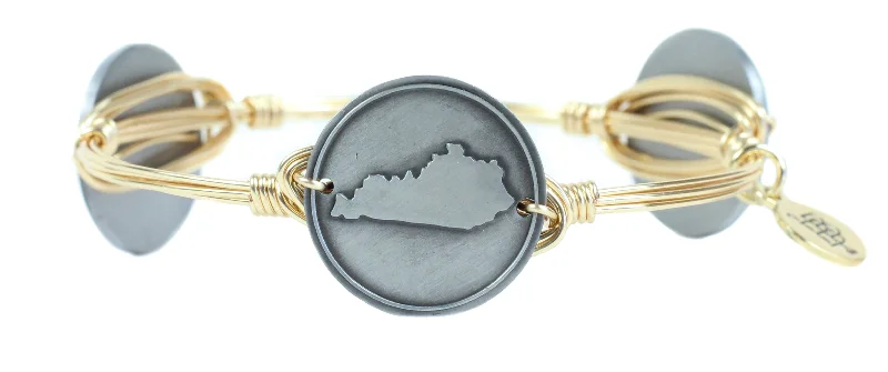 Trendy Bangle Bracelets-Pewter Kentucky Coin Bangle Bracelet