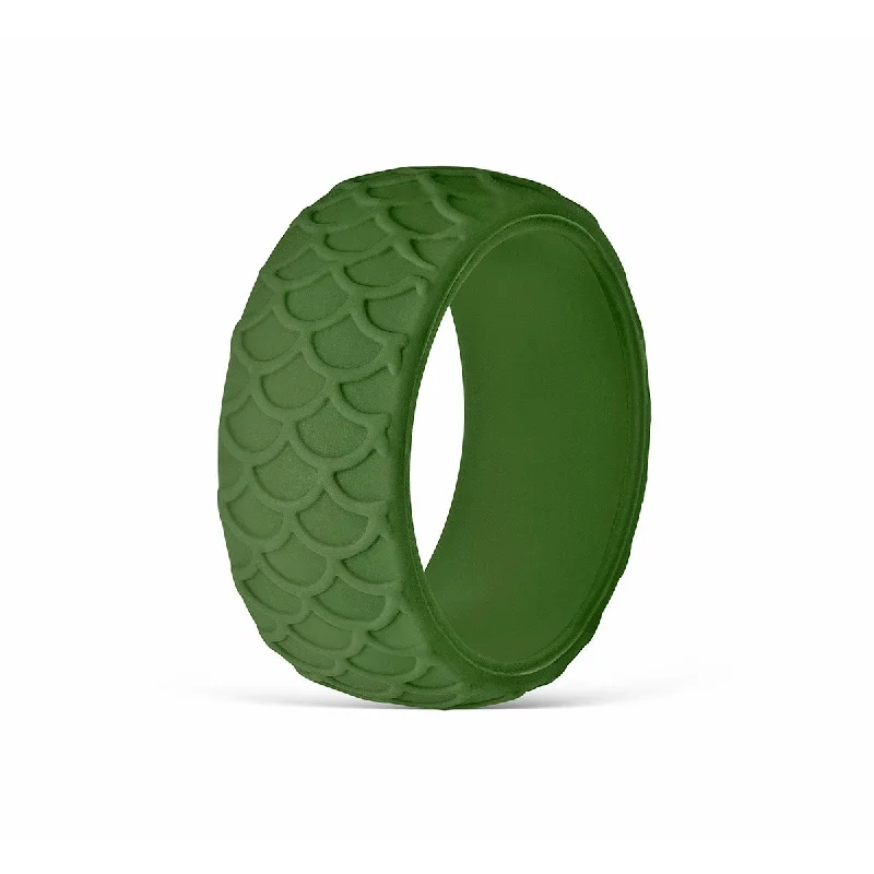 Luxury White Gold Ring-The Journey - Military Green