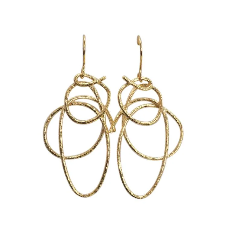 Colorful Hoop Earrings-Saphirim Gold Loop Drop Earrings