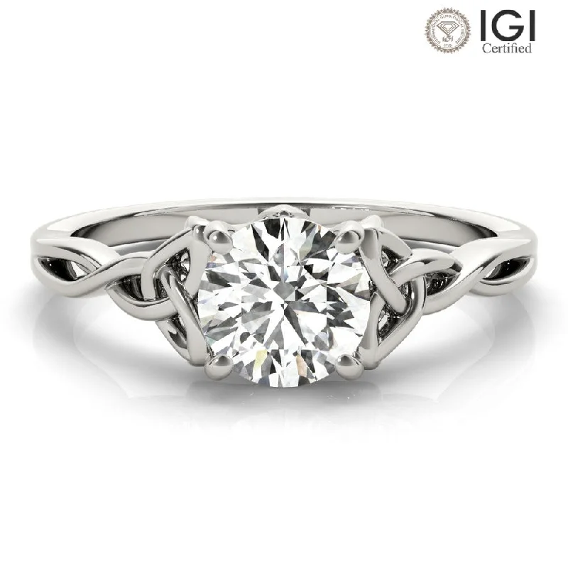 Unique Birthstone Ring-Celtic Love Knot Round Lab Grown Diamond Solitaire Engagement Ring IGI Certified