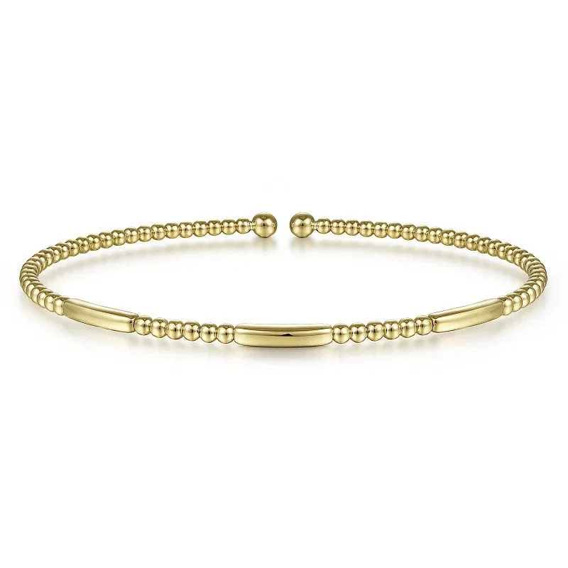 Personalized Charm Bangles Set-14K Yellow Gold Bujukan Open Bangle