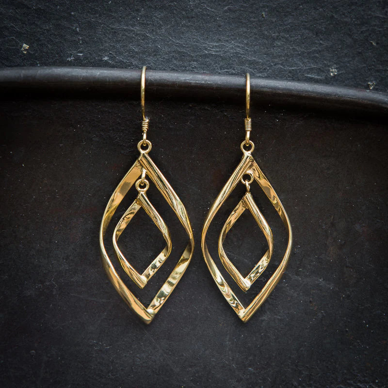 Fashionable Ear Cuffs-Gold Twist Drop Earrings