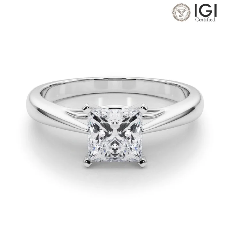 Unique Vintage Wedding Ring-Katerina Princess Lab Grown Diamond Solitaire Engagement Ring IGI Certified