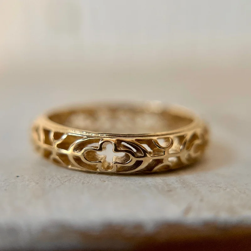 Gold Diamond Band-Victorian Wedding band