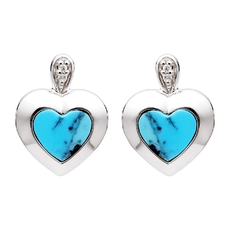 Modern Geometric Earrings-Unique & Co Turquoise Heart Stud Earrings