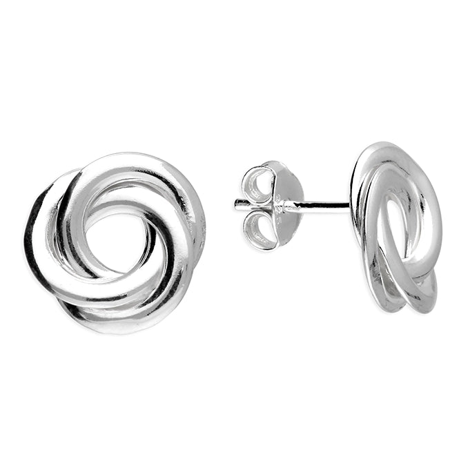 Vintage Inspired Earrings-Sterling Silver Large Knot Stud Earrings