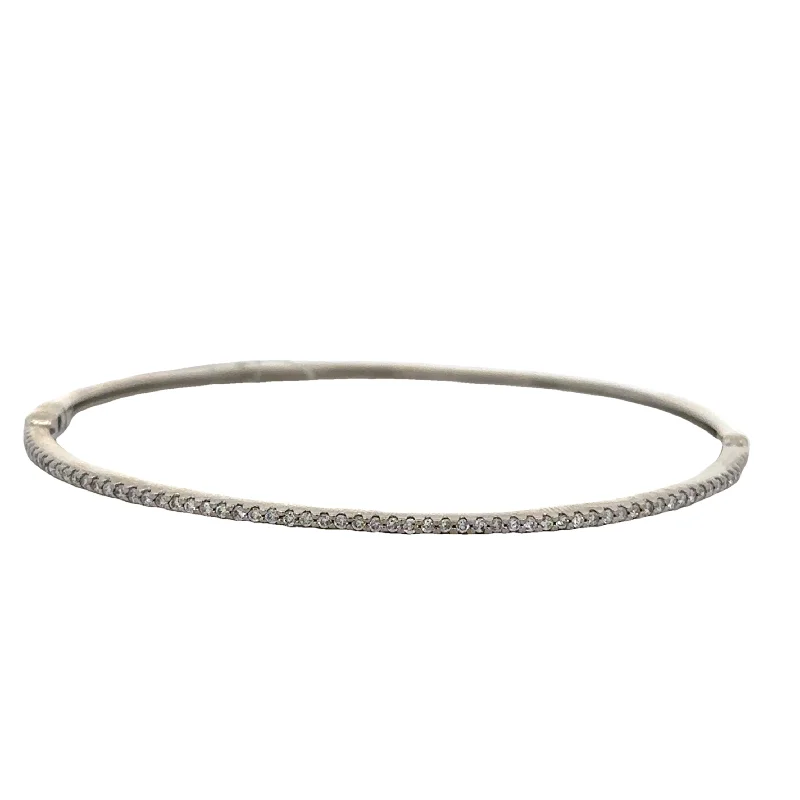 Modern Wedding Bangles-Diamond Bangle Bracelet in White Gold