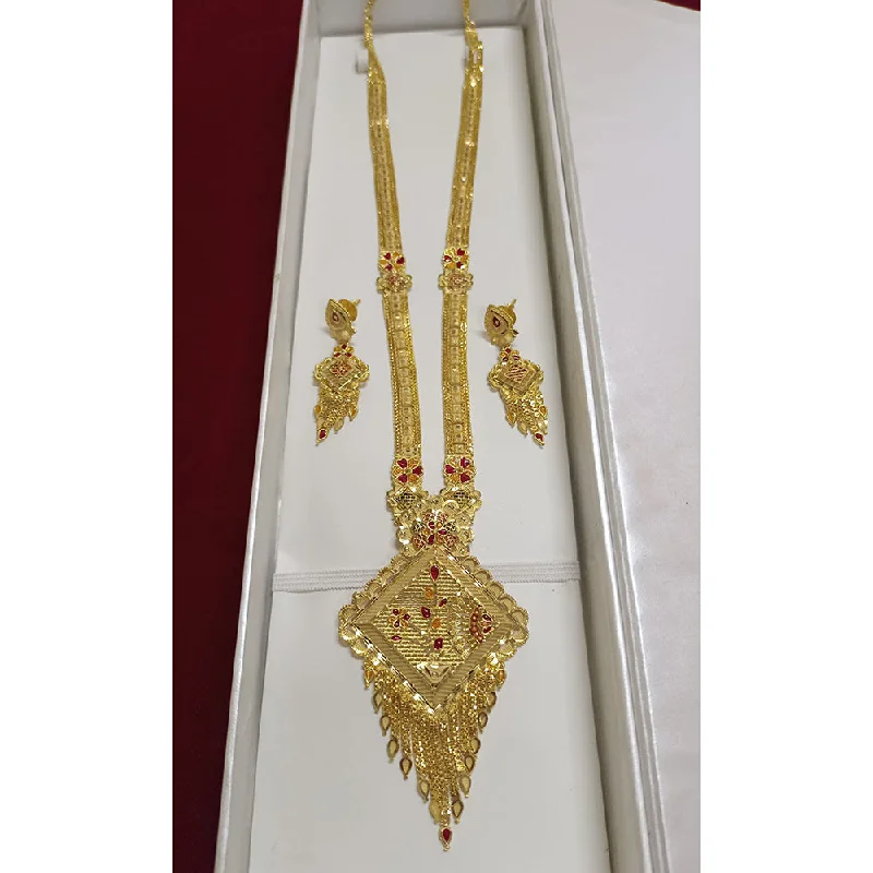 High-End Gold Necklace-Pari Art Jewellery Forming Long Necklace Set