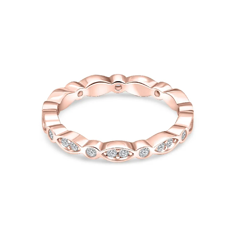 Classic Gemstone Wedding Band-The Bella - Rose Gold