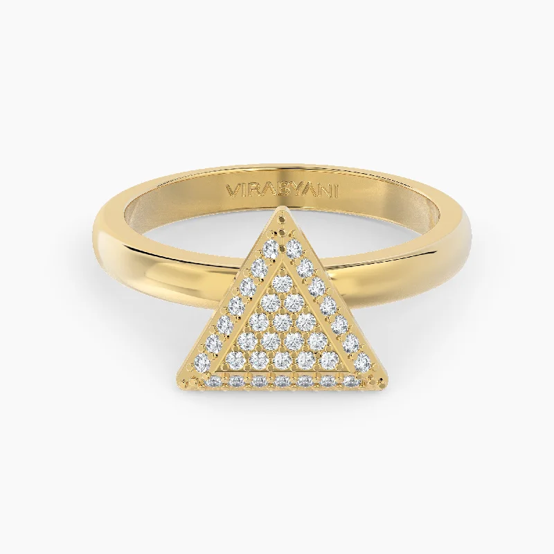 Delicate Silver Ring-Triangle Shaped AMoré Pavé Ring With 0.45ct. Diamonds