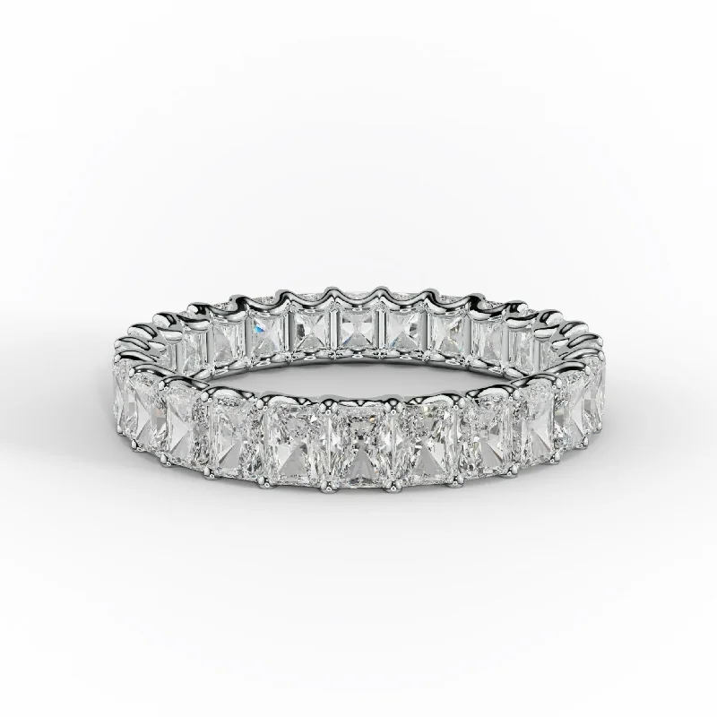 Elegant Wedding Band-3.0 Carat Radiant Cut Diamond Eternity Band Shared Prong