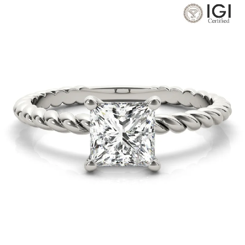 Simple Diamond Ring-Eleanor Princess Lab Grown Diamond Solitaire Engagement Ring IGI Certified