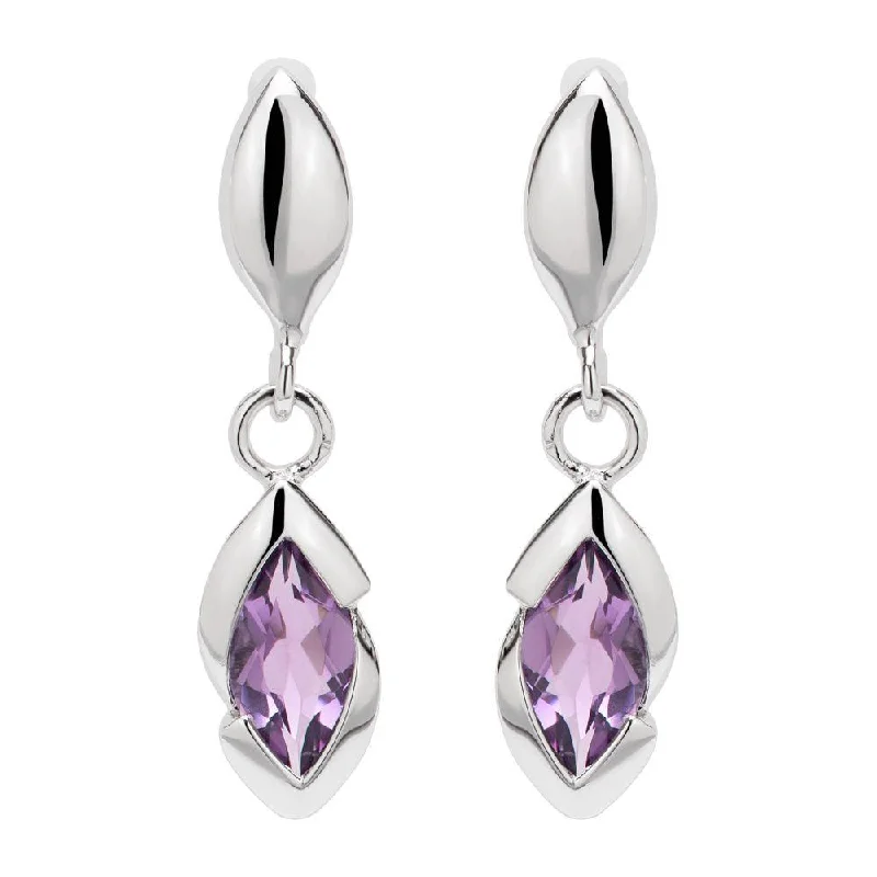 Black Pearl Earrings-Unique & Co Silver Marquise Amethyst Earrings