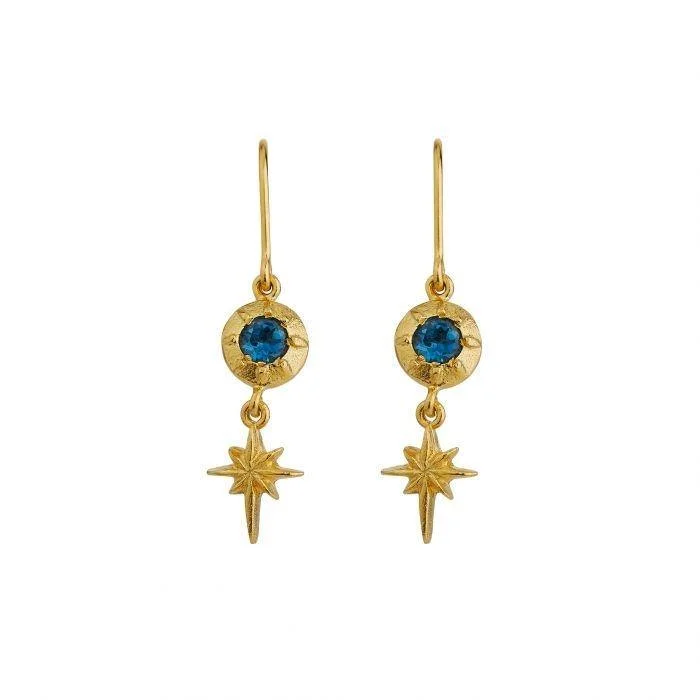 Luxe Drop Earrings-Alex Monroe Guiding Star Earrings with London Blue Topaz