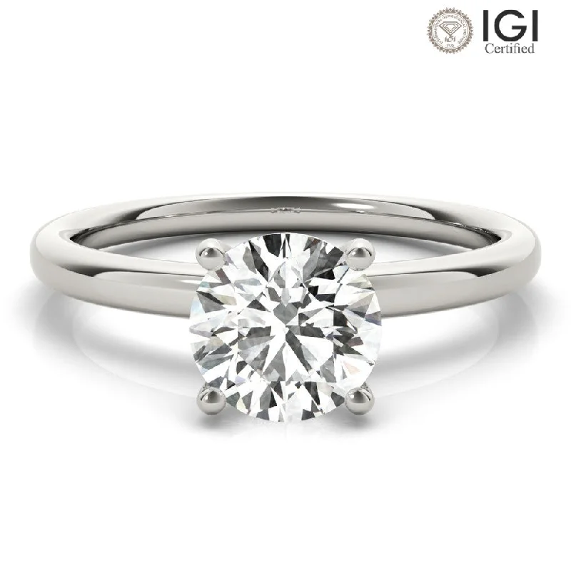 Custom Gold Wedding Ring-Athena Round Lab Grown Diamond Solitaire Engagement Ring IGI Certified