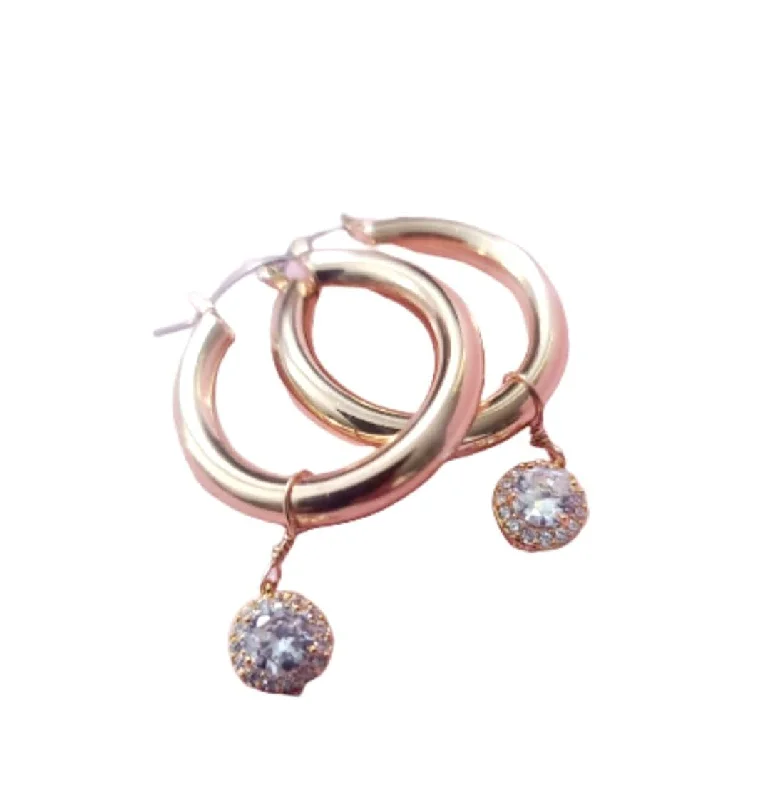 Unique Designer Earrings-Sophia Cz Huggie Hoop Earrings