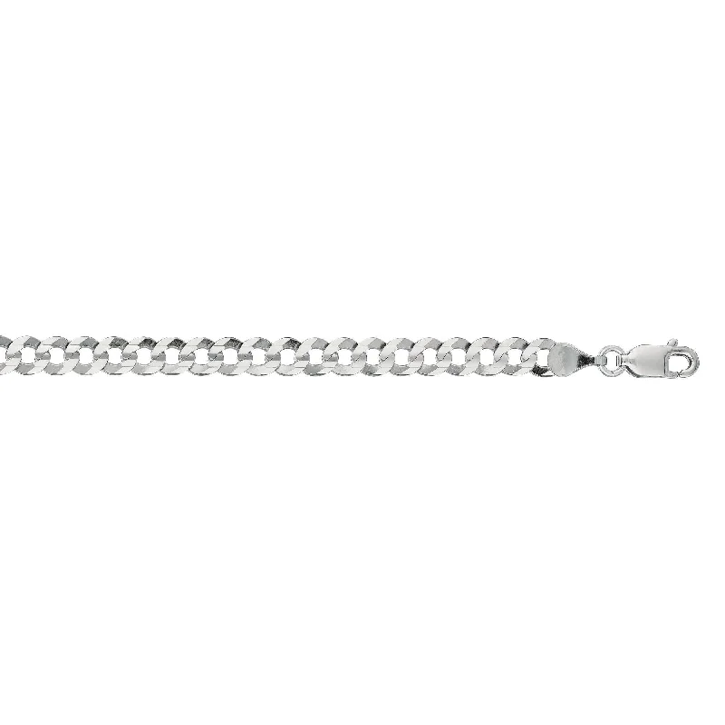 Classic Chain Link Bracelets-14kt 8 inches White Gold 4.7mm Diamond Cut Comfort Curb Chain with Lobster Clasp