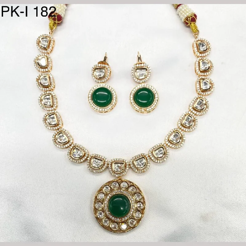 Trendy Multi-layer Necklace-Amoliya Jewels Gold Plated Polki Kundan Stone Necklace Set