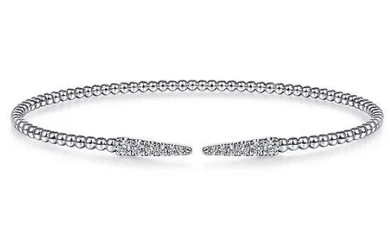 Simple Stackable Bangles-14K White Gold Bujukan Diamond Spikes Split Bangle