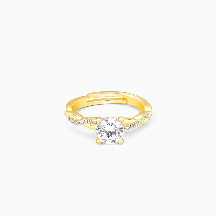 Colored Gemstone Ring-Golden Solitaire Glow Ring