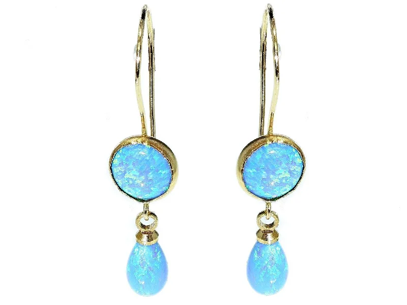 Gold Diamond Stud Earrings-Yaron Morhaim 14ct Rolled Gold Opal Drop Earrings