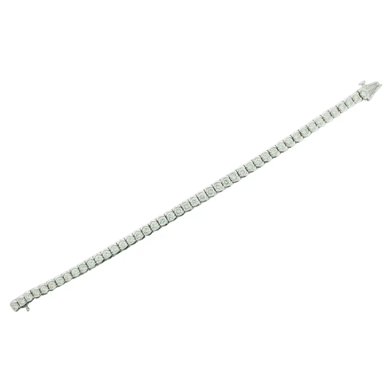 Adjustable Leather Bracelets-Diamond Straight Line Bracelet 7.10 Carats in White Gold