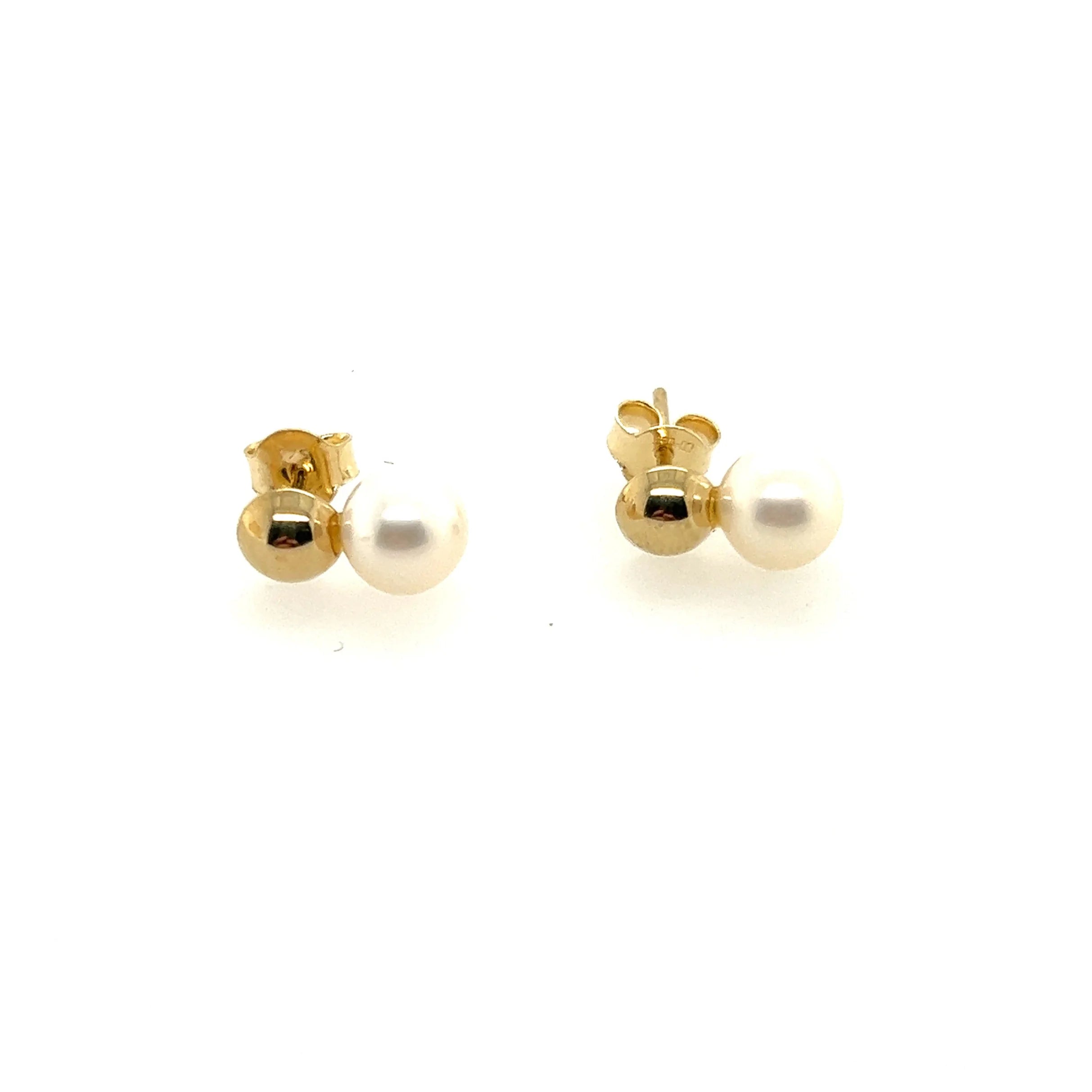 Large Hoop Earrings-9ct Gold Bobble Pearl Stud Earrings