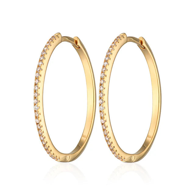 Ethnic Earrings-Scream Pretty Gold Slim Sparkling Hoop Earrings